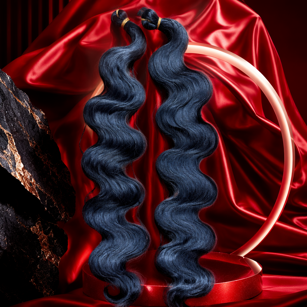 The long black wavy false braid has a natural drape and simulates hair strands Specification image