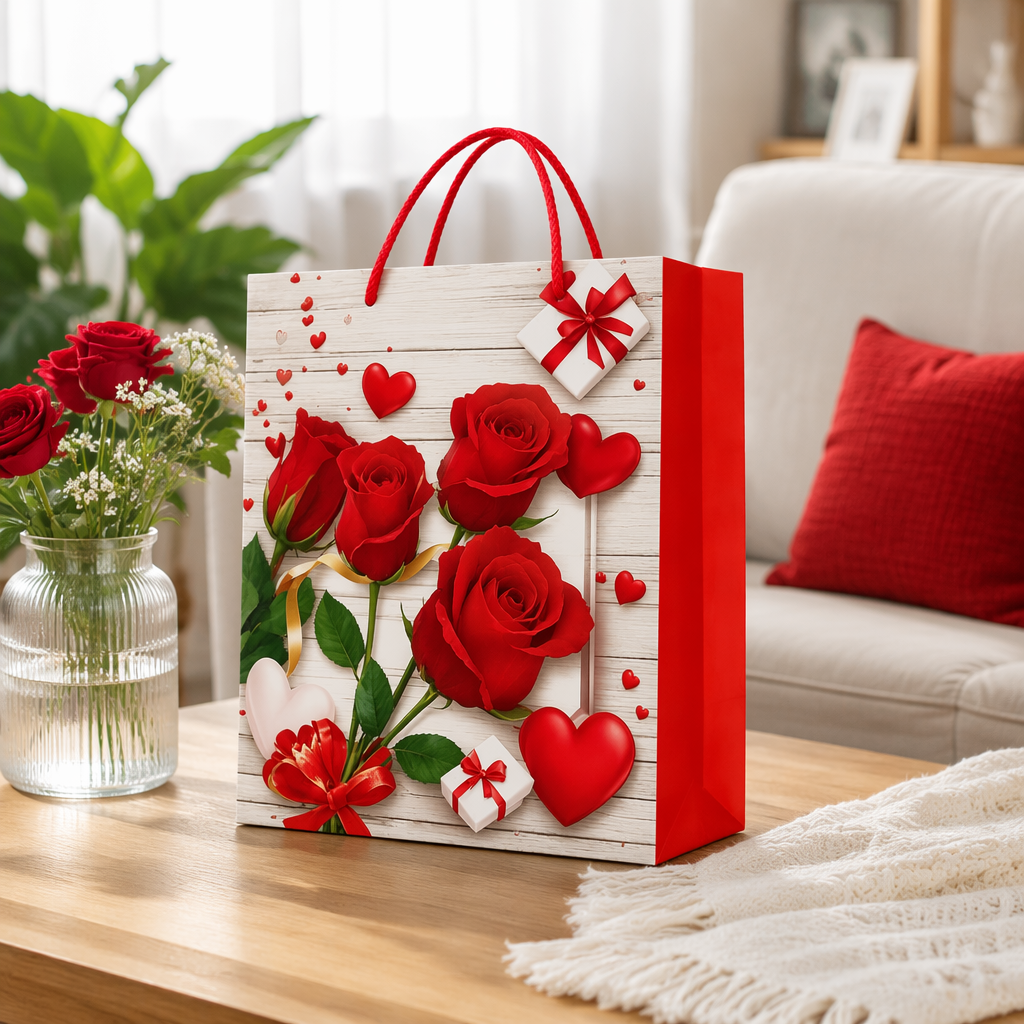 The red rose gift box handbag is a simple and elegant festival gift packaging details Picture