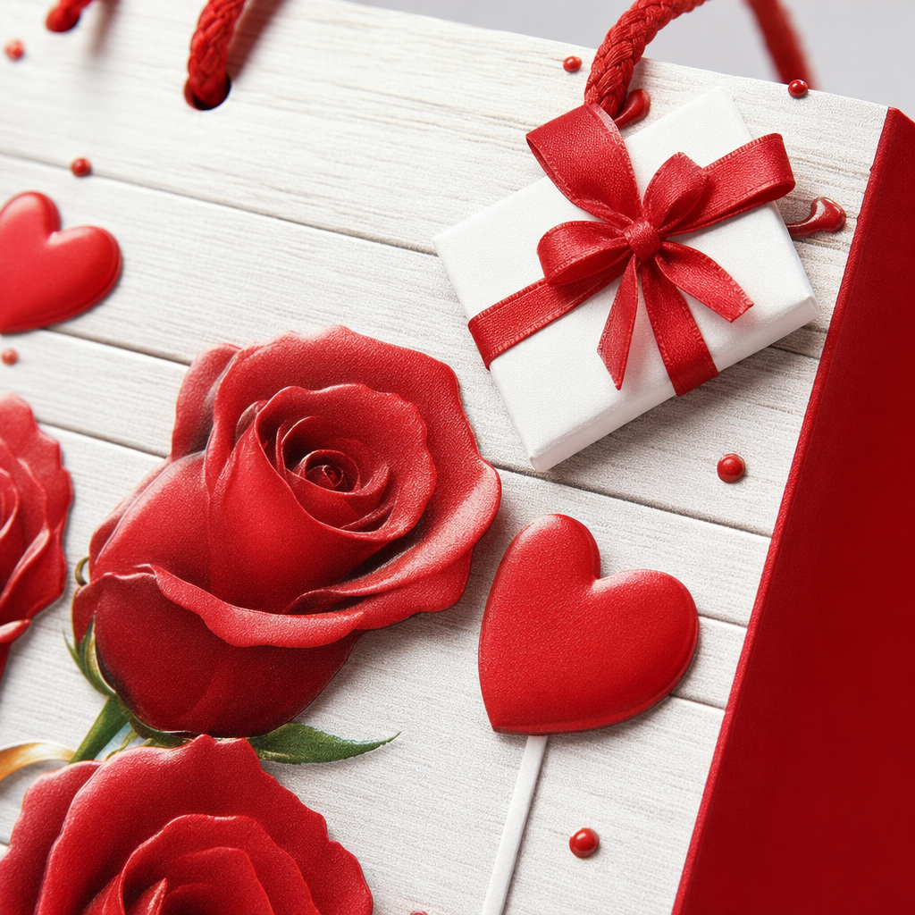 The red rose gift box handbag is a simple and elegant festival gift packaging Application Scenario