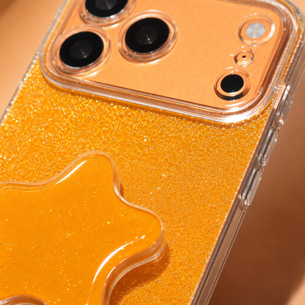 The orange glitter phone case is compatible with the universal models of Apple, Huawei, Xiaomi and other mobile phones Application Scenario