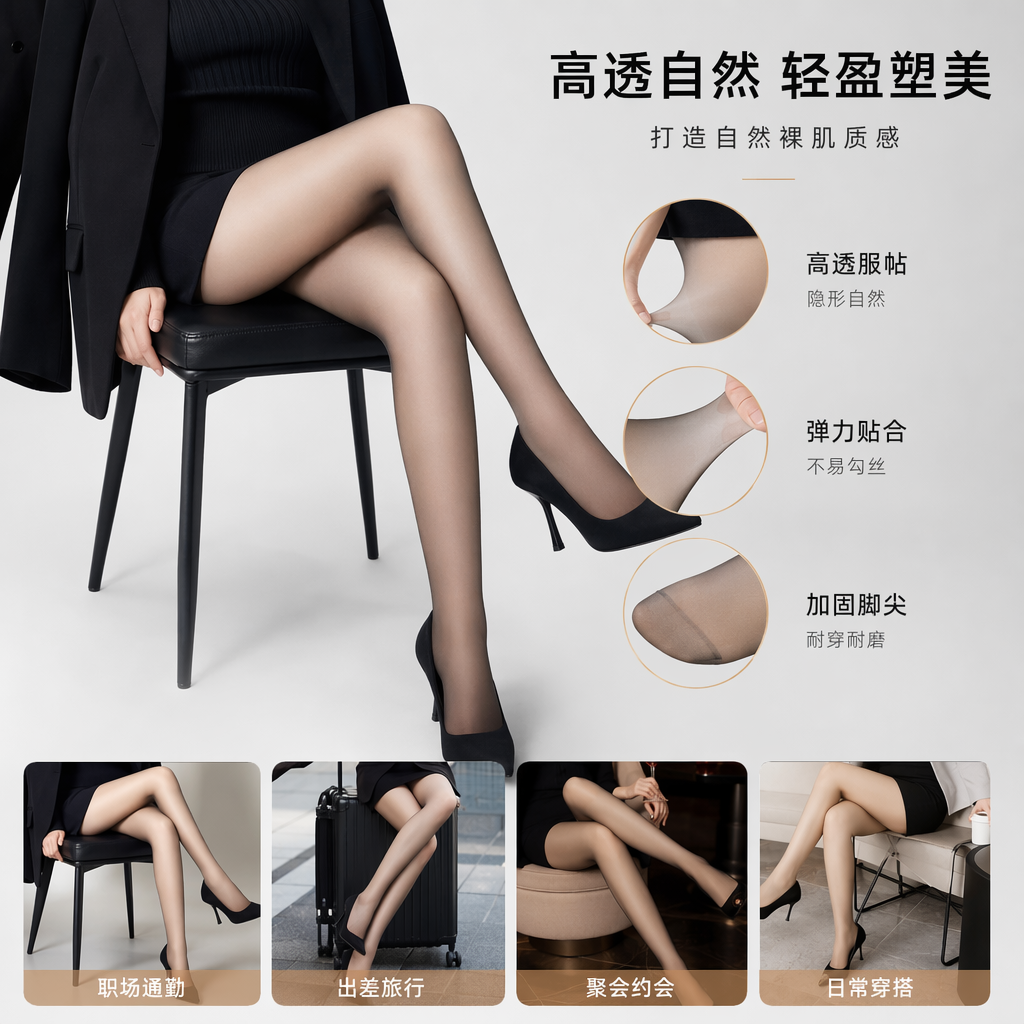 黑色丝袜女显瘦修身腿部美腿连裤袜
