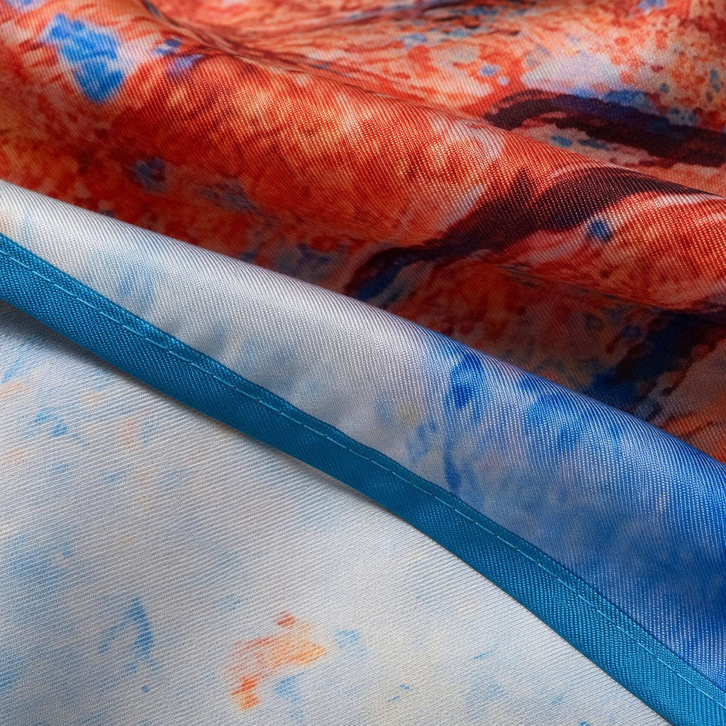 The colorful abstract pattern silk scarf is light, breathable and suitable for all seasons Application Scenario