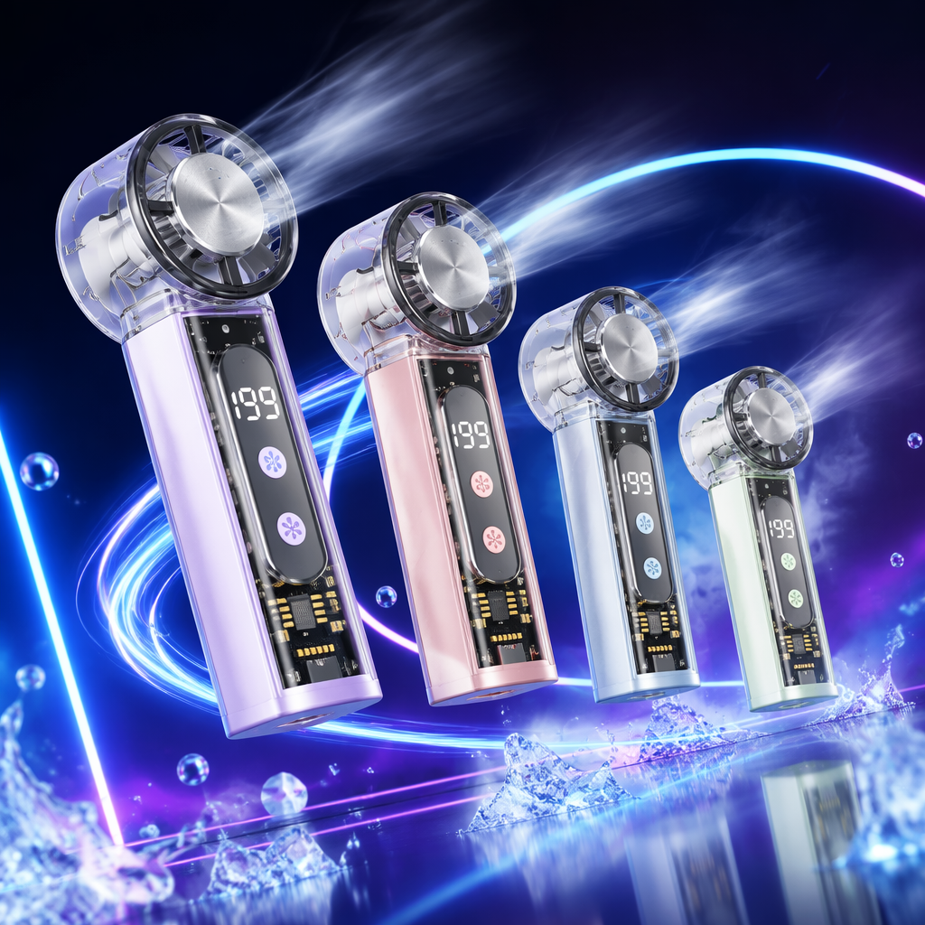 Прозрачный компресс для льда, заряжающий usb, новый ручной вентилятор со встроенным маленьким вентилятором, который ощущает большое ветровое давление на маленький переносной вентилятор Specification image