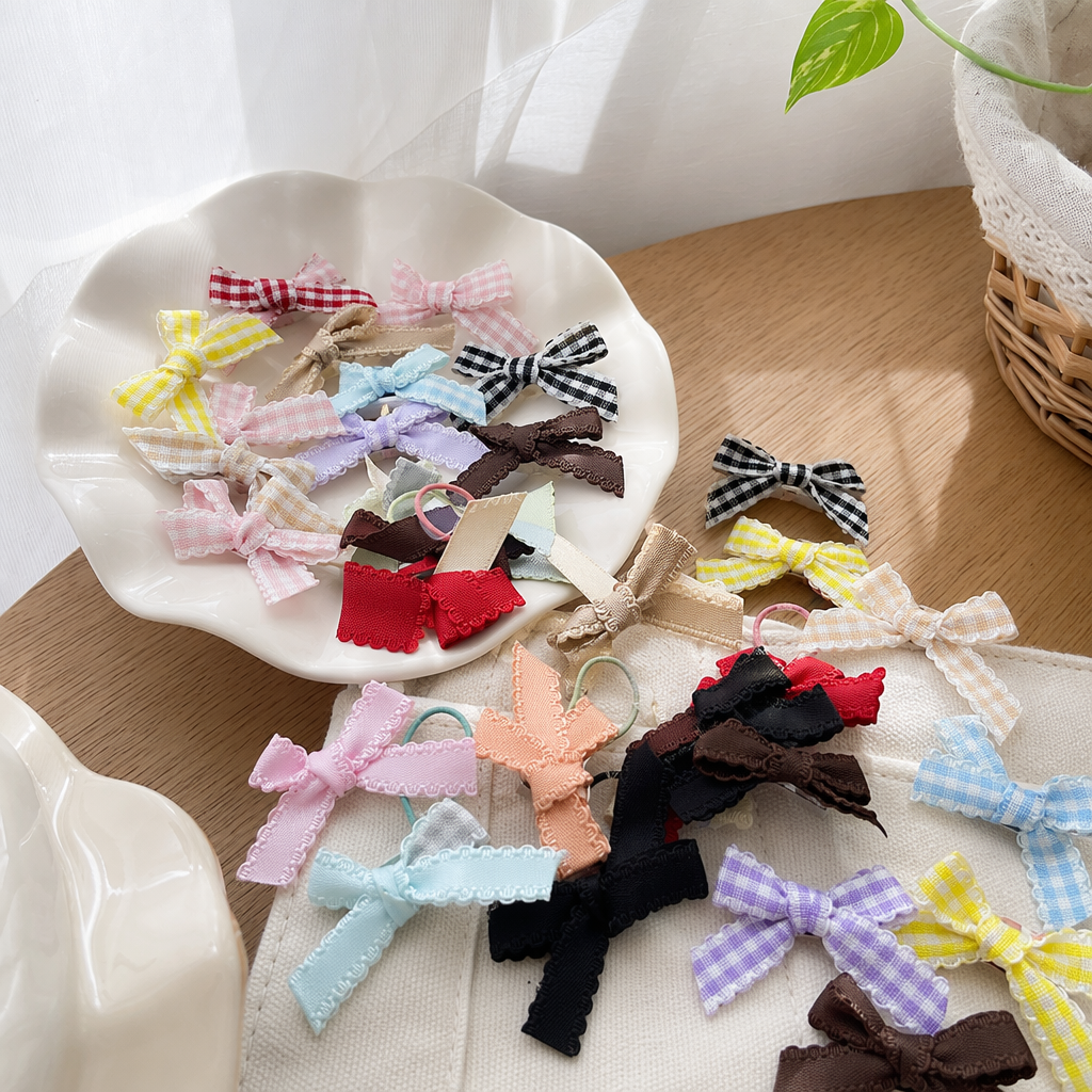 彩色格纹纯色小蝴蝶结装饰品 details Picture