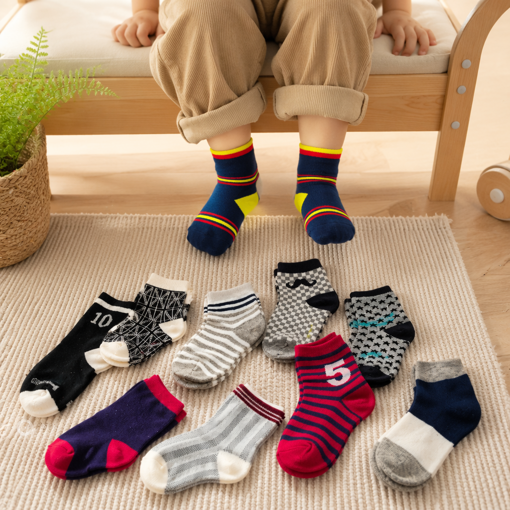 Colorful children's socks, pure cotton, sweat-absorbing, breathable, comfortable and anti-slip, spring and autumn styles for babies details Picture