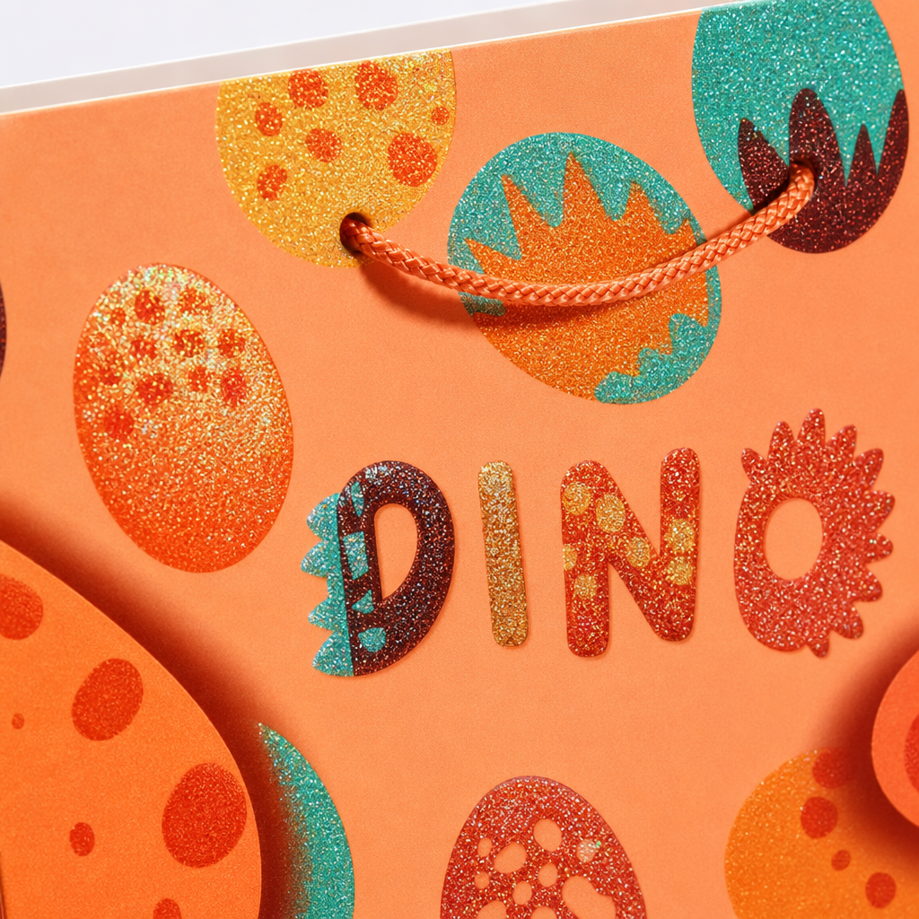 Orange dinosaur-themed gift bag for children's birthday party decoration storage bag Application Scenario