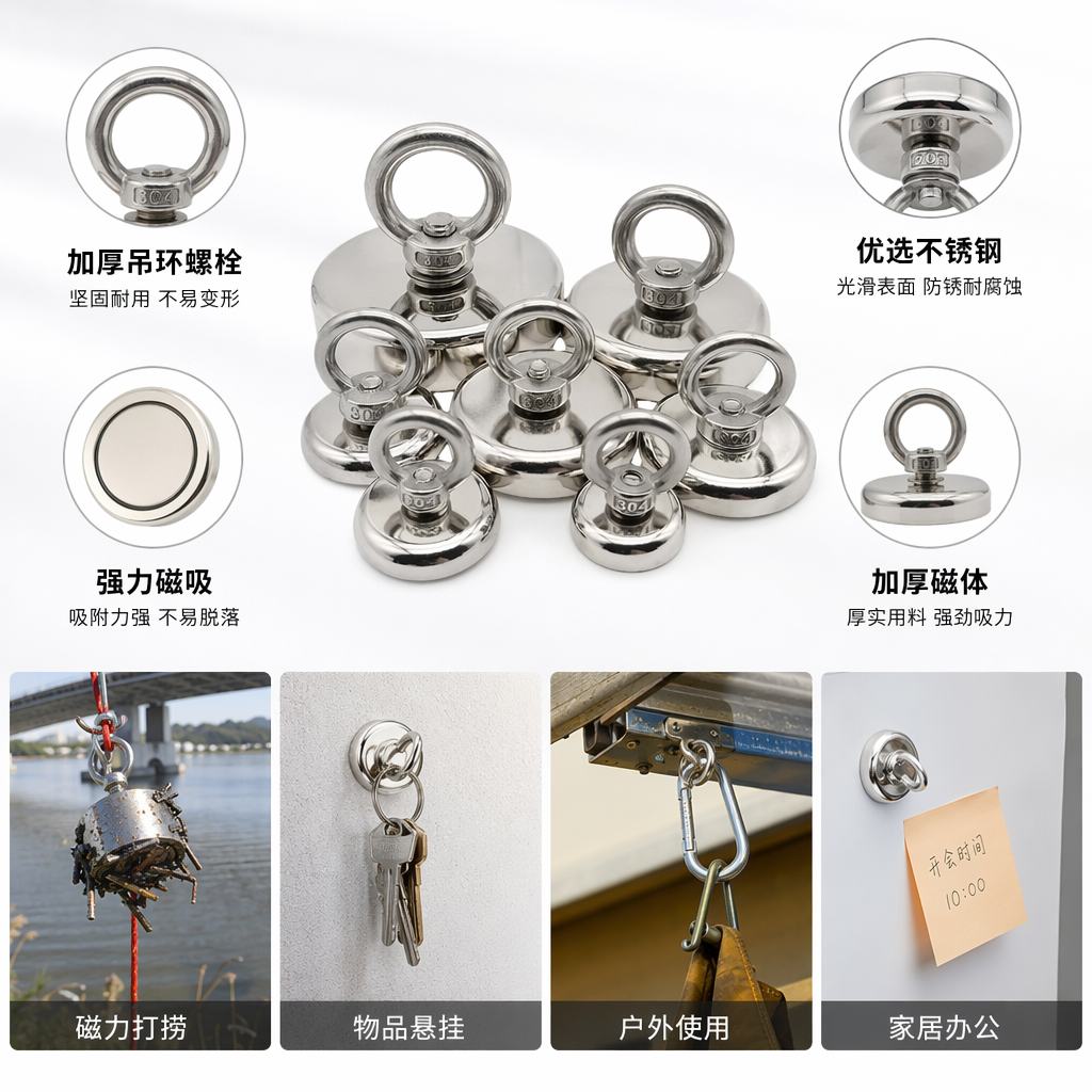 银色环形磁铁 强磁钕铁硼圆形磁铁 直径20mm厚度5mm