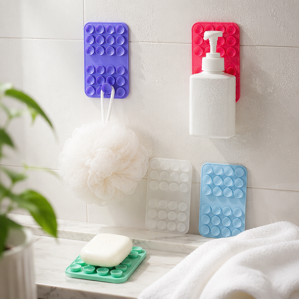 Multi-color suction cup set: black, white, transparent, purple, blue, green, light pink, pink details Picture