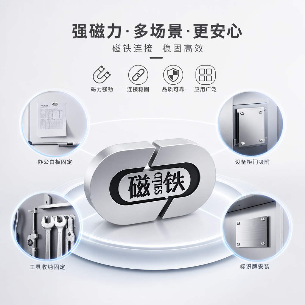 灰色磁铁标志贴 金属吸附式装饰标识 可移除不伤漆面