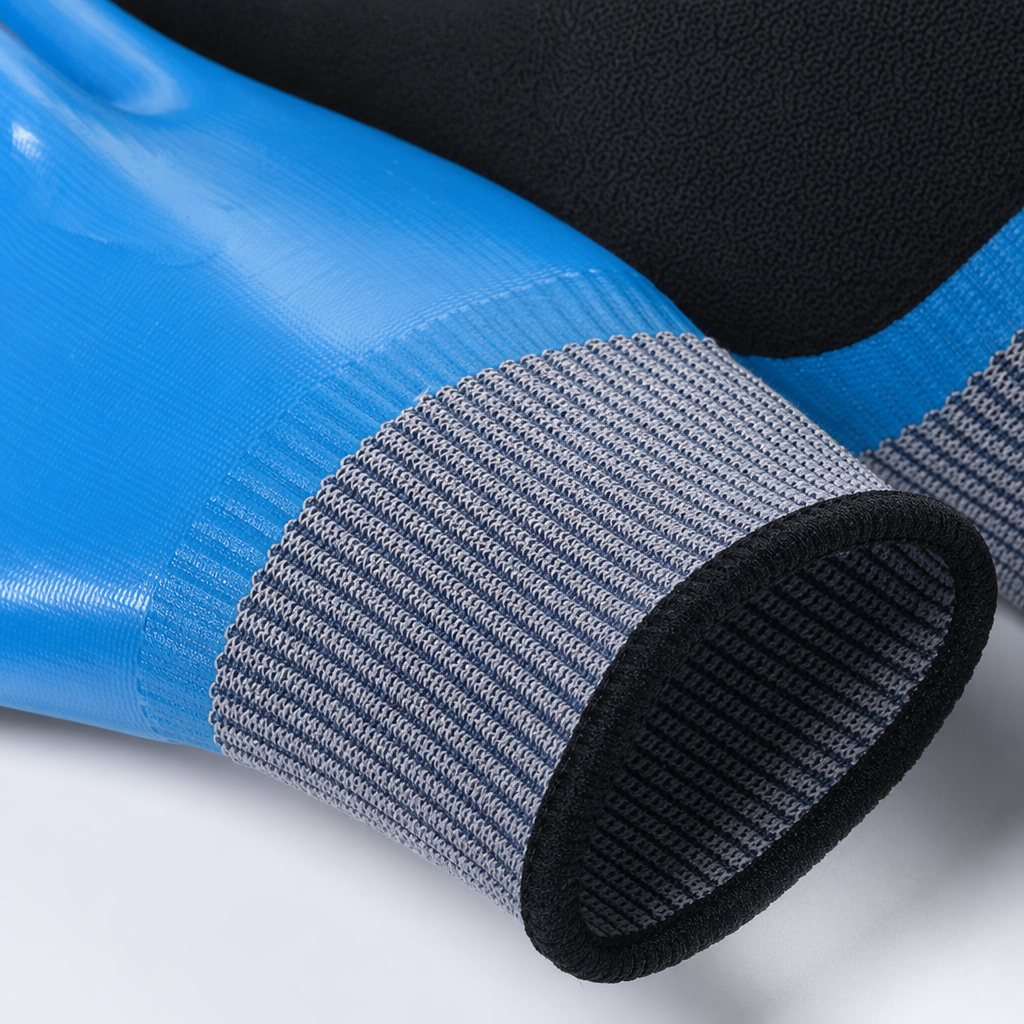 Blue and black double-layer impregnated anti-slip and wear-resistant labor protection gloves Application Scenario