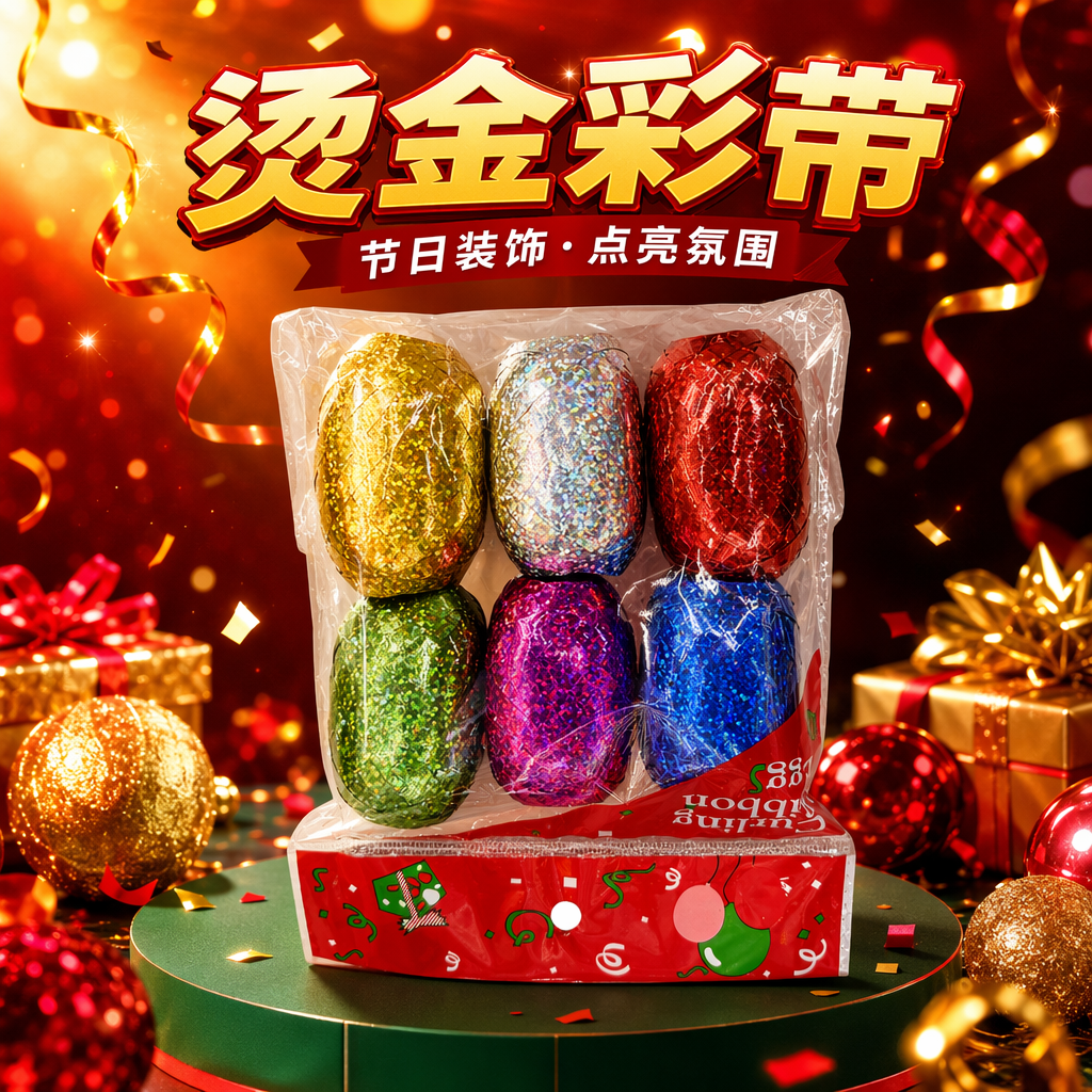 彩色亮片卷曲丝带蛋细节图