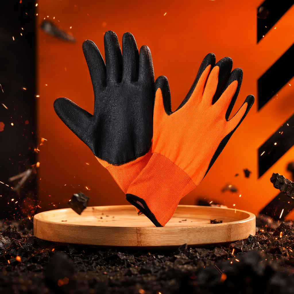 القفازات الرياضية ذات اللون البرتقالي والأسود والقفازات ذات اللون المزدوج Specification image