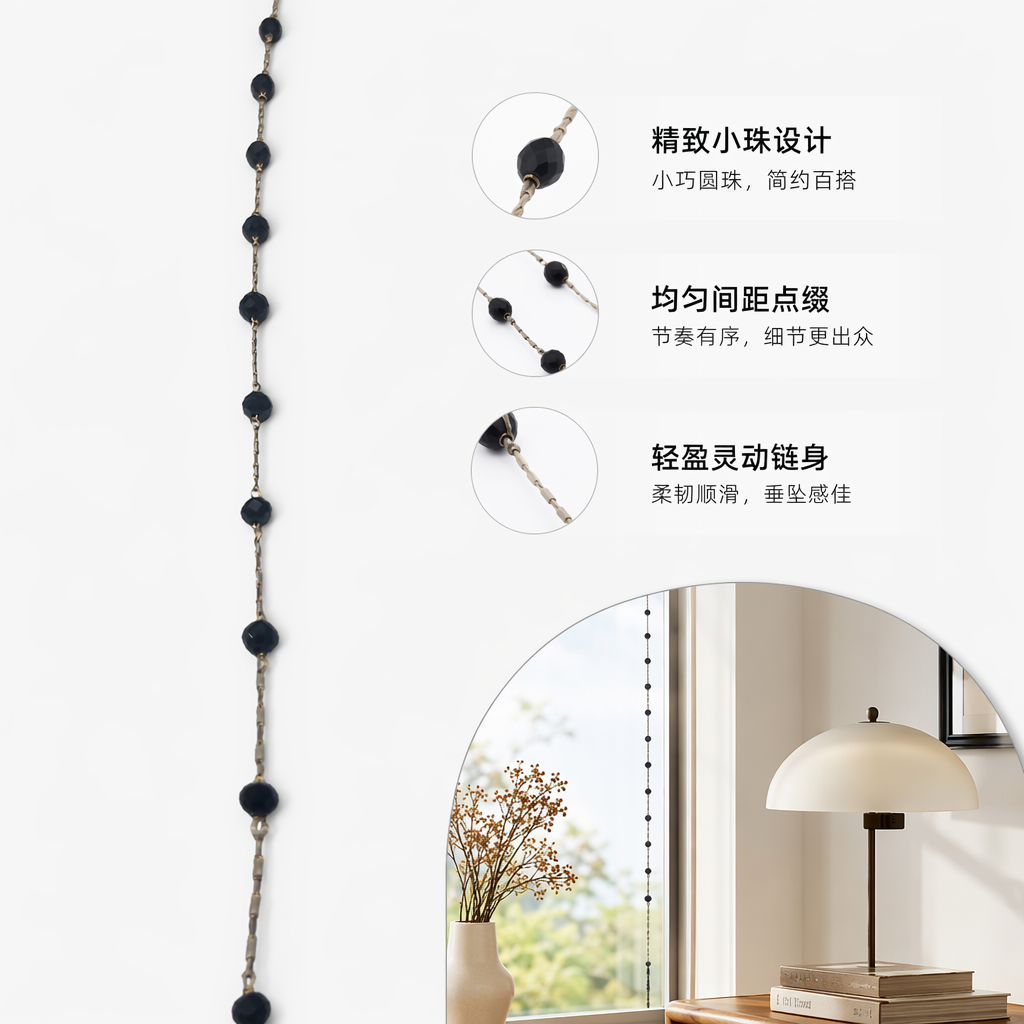 深蓝色珠子串饰 手链项链配饰 天然石手工编织