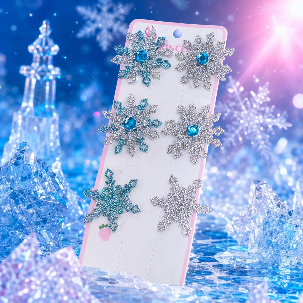 蓝色和银色雪花造型饰品细节图