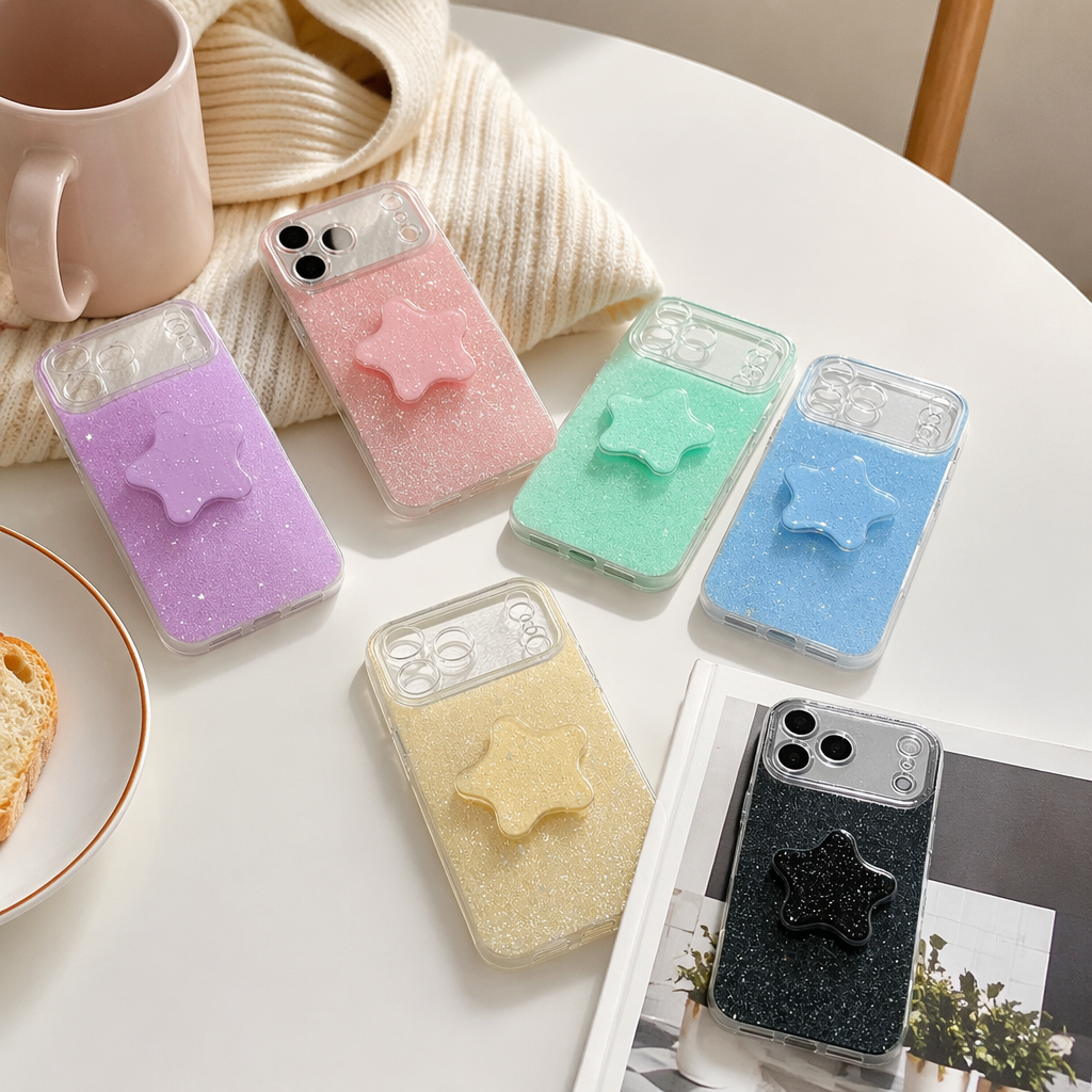 The colorful glitter star phone case is compatible with the universal models of Apple, Huawei and Xiaomi details Picture