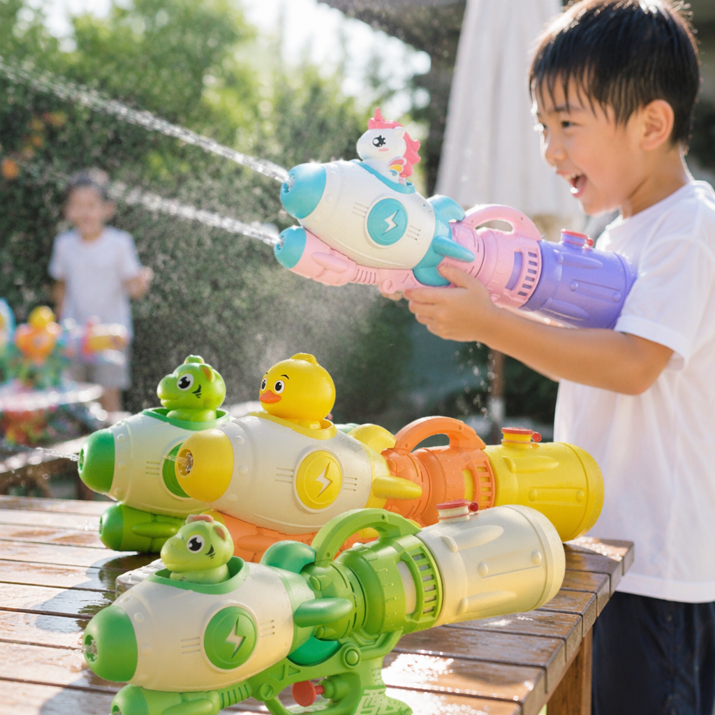 Colorful children's water gun toys, summer outdoor water play spray guns, safe and environmentally friendly soft rubber material details Picture