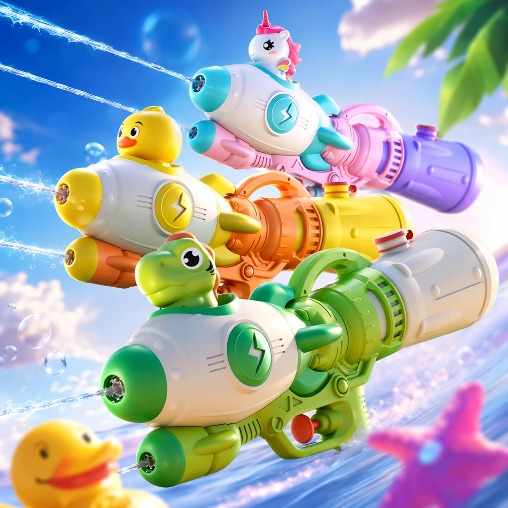 Colorful children's water gun toys, summer outdoor water play spray guns, safe and environmentally friendly soft rubber material Specification image