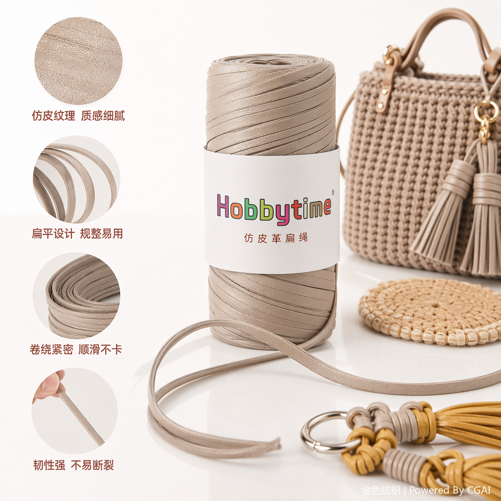 纳帕皮 哑光仿皮革布条线DIY手工钩编包包坐垫拖鞋材料纱线200g/球详情1