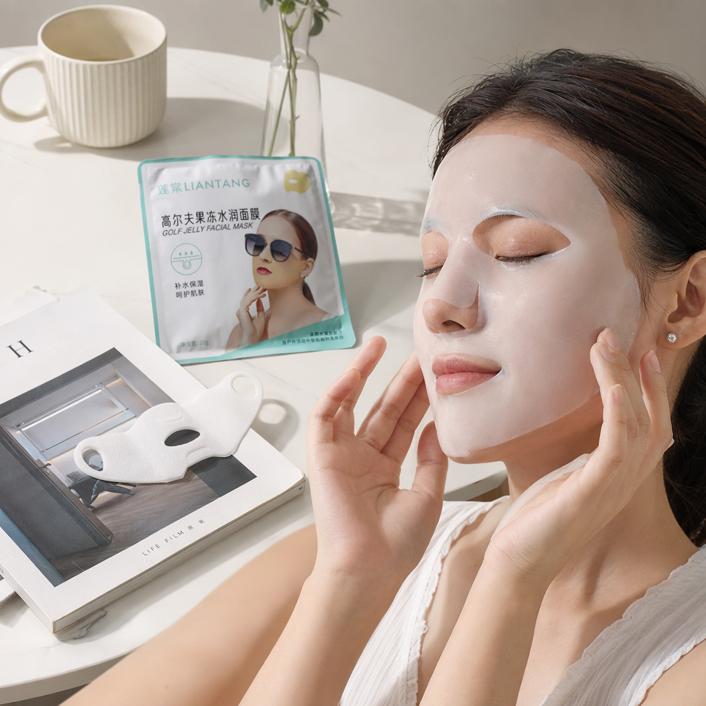 The green-framed mask packaging features an eco-friendly and simple design, suitable for various mask sizes details Picture