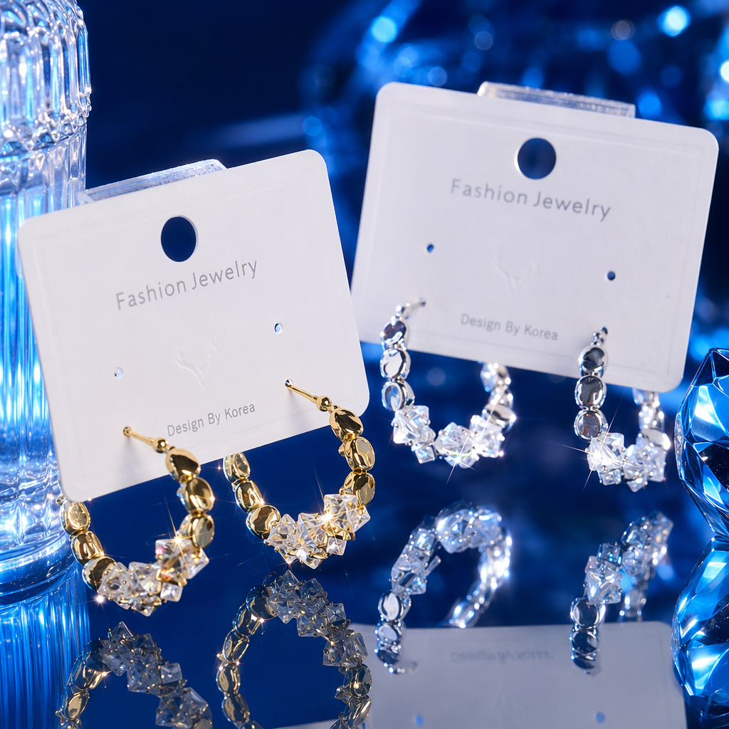Silver crystal earrings are simple, fashionable and versatile women's earrings Specification image