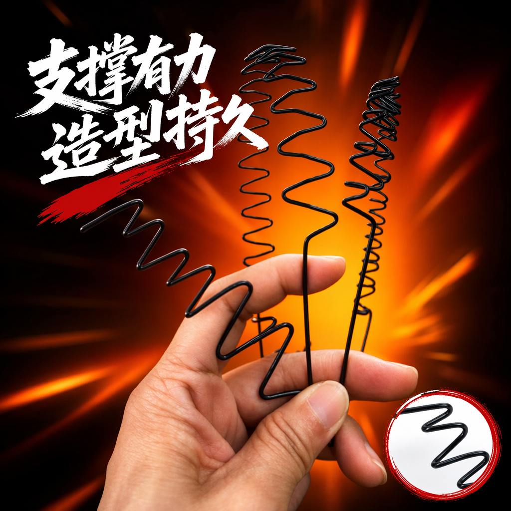 Black wavy metal spring stand, universal adjustable desktop stand for mobile phones and tablets Specification image