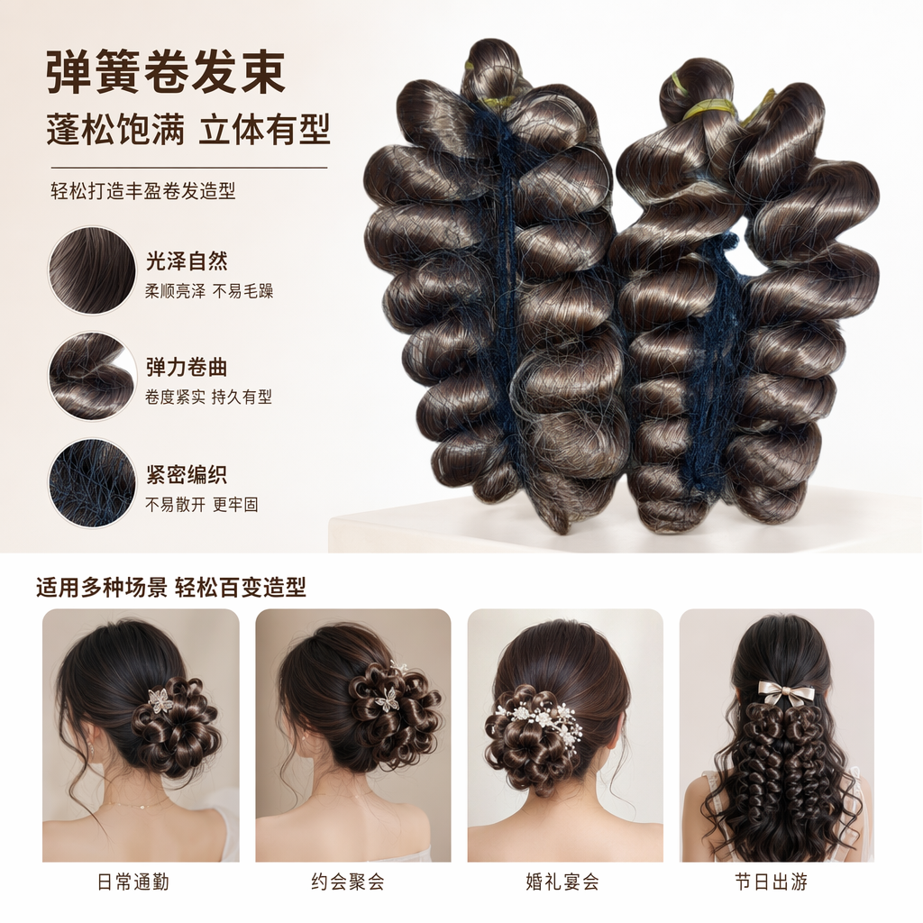 Brown curly hair wig, high-fidelity heat-resistant fiber 30cm natural fluffy style