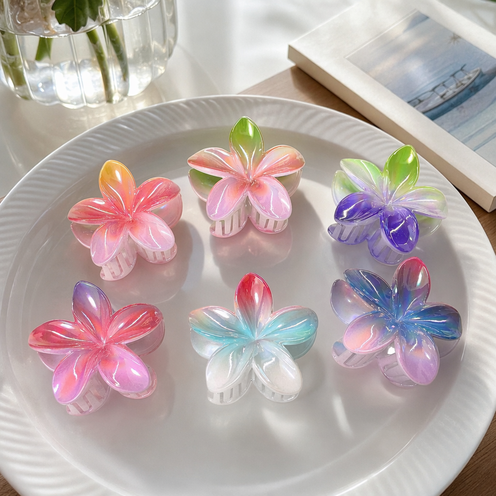 Colorful flower-shaped hairpins are cute headwear for girls in a Korean style, sweet and fresh details Picture