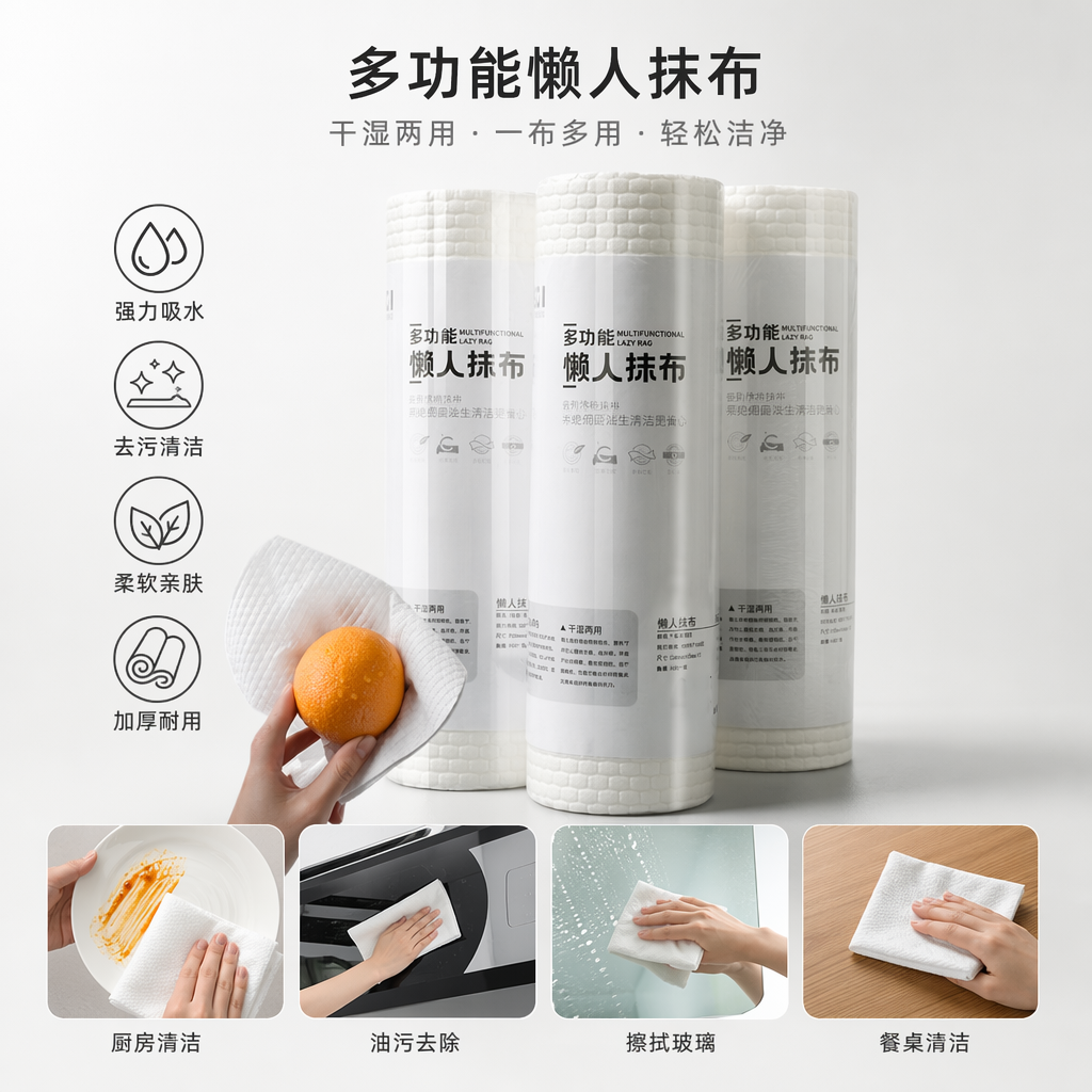 White microfiber cloth for household kitchen cleaning, stain removal, water absorption and no shedding