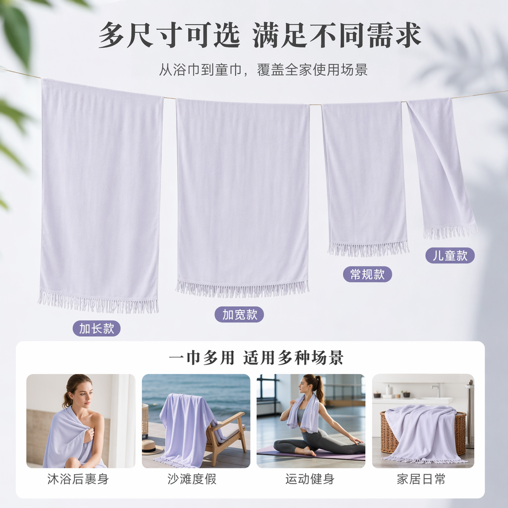 Four white scarves for hanging display, solid color and versatile long strips for warm autumn and winter