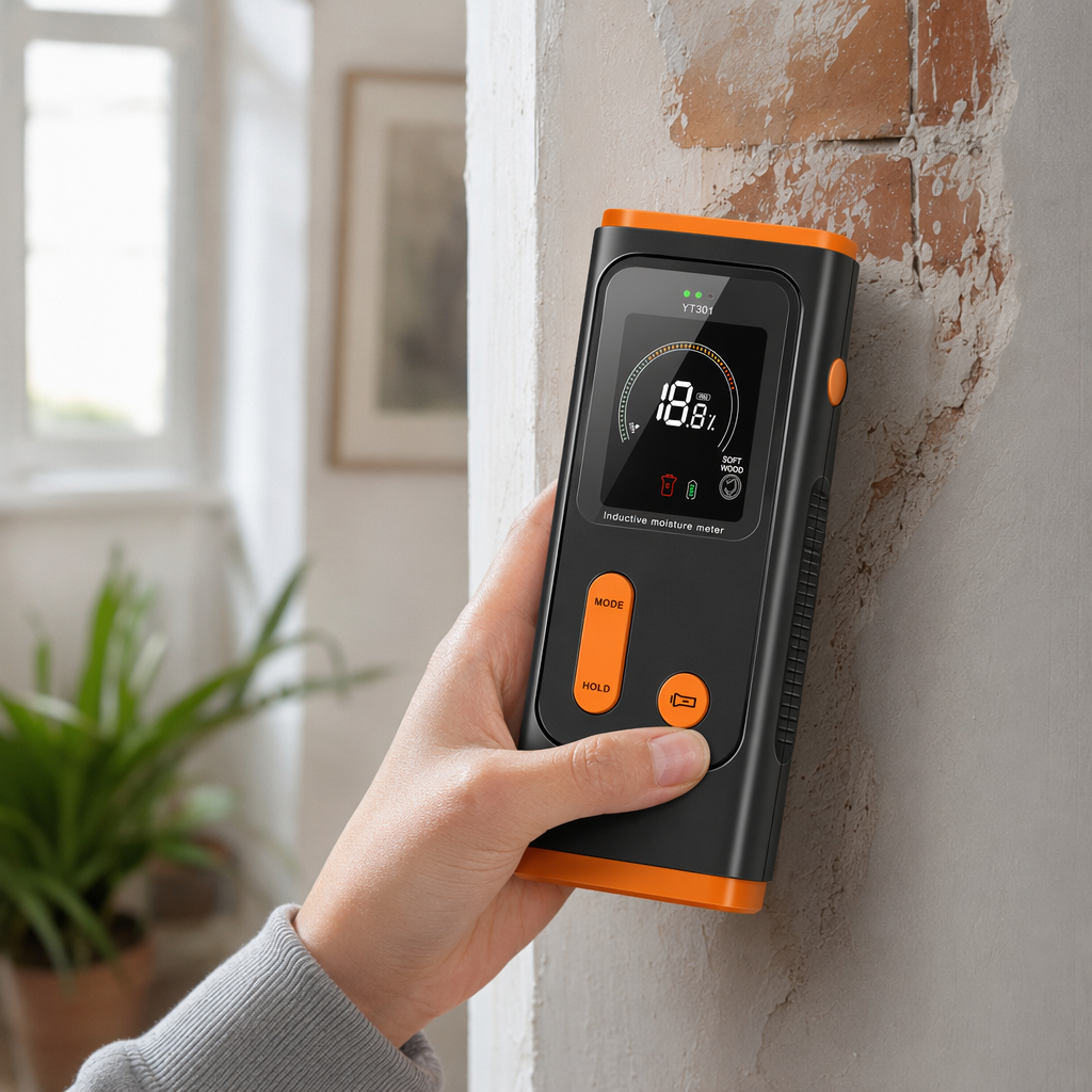 Black handheld induction hygrometer, digital display electronic temperature and humidity measuring instrument, portable for household and industrial use details Picture