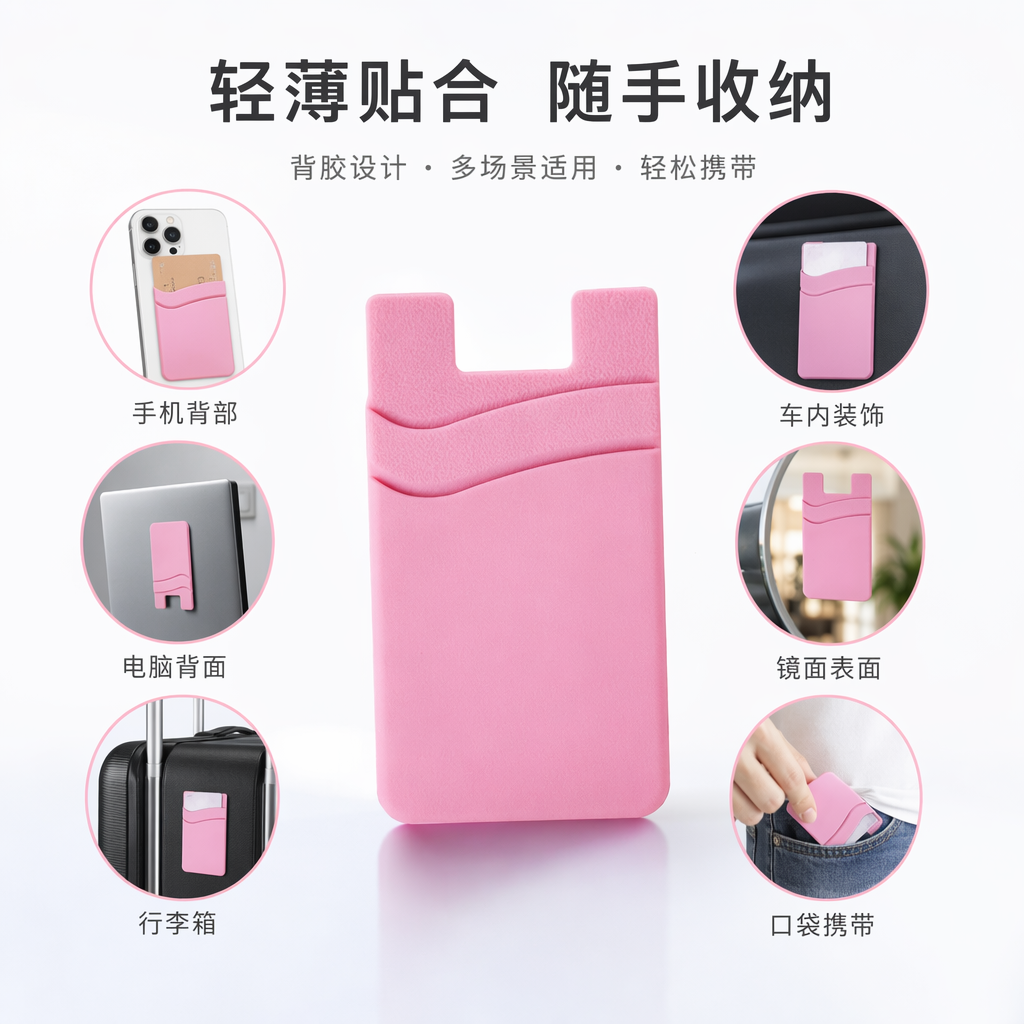 硅胶双层卡贴 多种颜色可选 防丢耐用轻薄便携