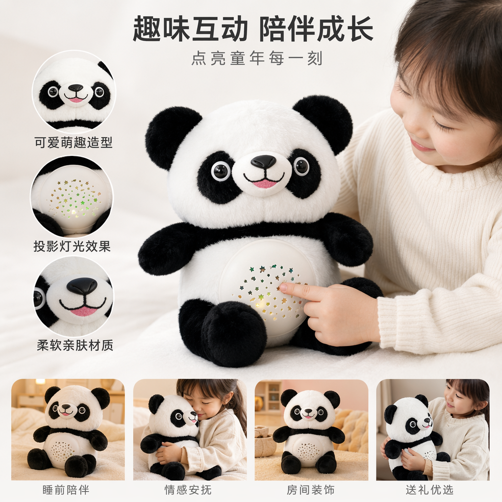 黑白熊猫毛绒玩具可爱抱枕软萌布艺家居装饰儿童礼物