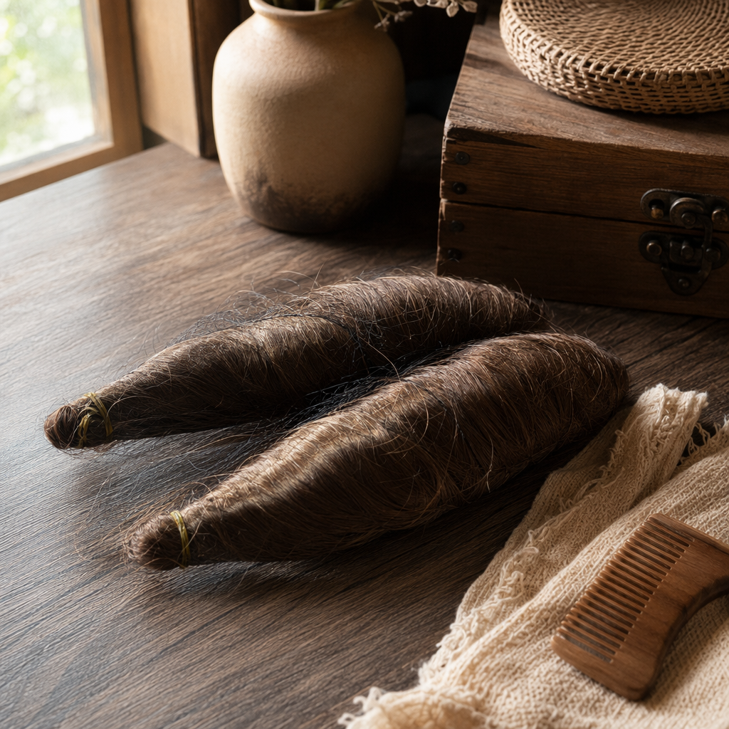 The brown wig bundle with high-temperature silk simulates the natural drape and fluffy curly hair style details Picture