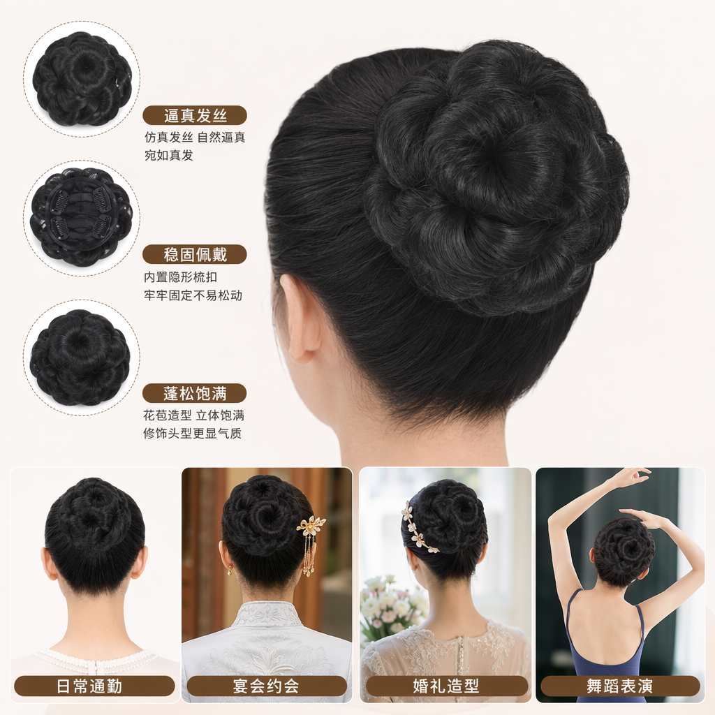 Black, natural color, brown, light brown, dark brown, linen, Burgundy, 12# bun