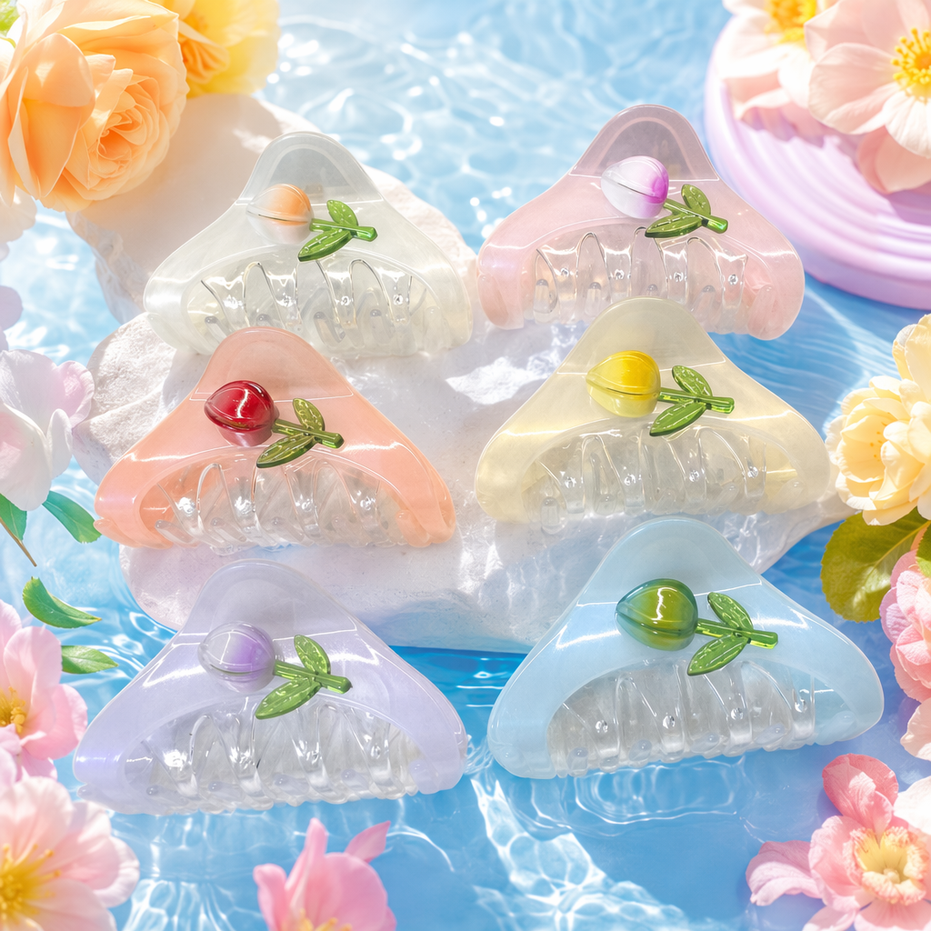 Colorful flower-decorated hair clips, sweet and girlish headwear, versatile accessories for daily wear Specification image