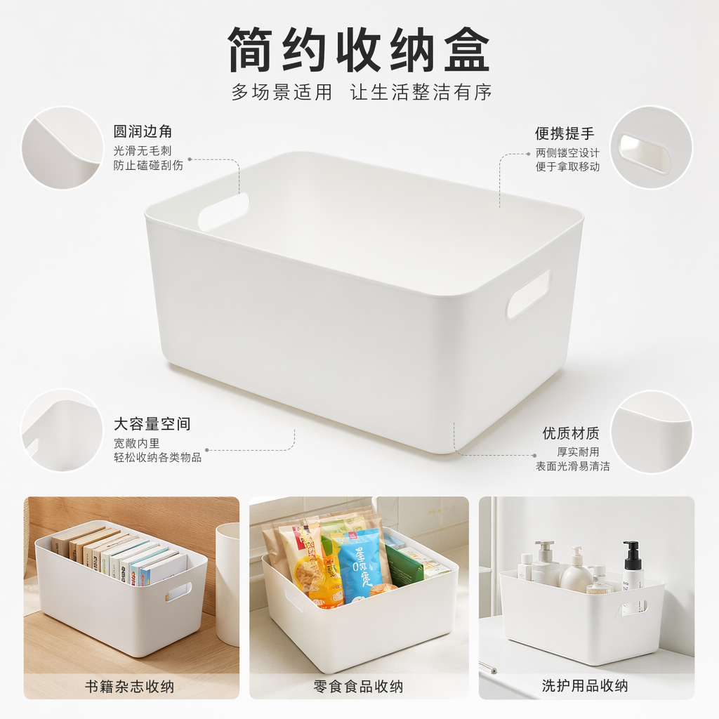 奶白色加大型收纳筐家用整理储物篮简约北欧风