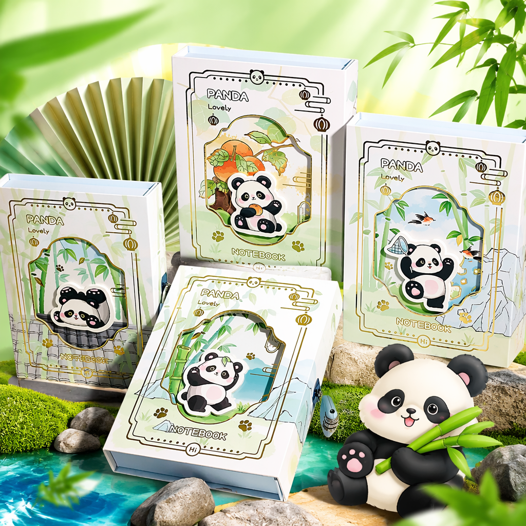 Panda-themed notebook set: Simple and Artistic student office notebook gift box Specification image