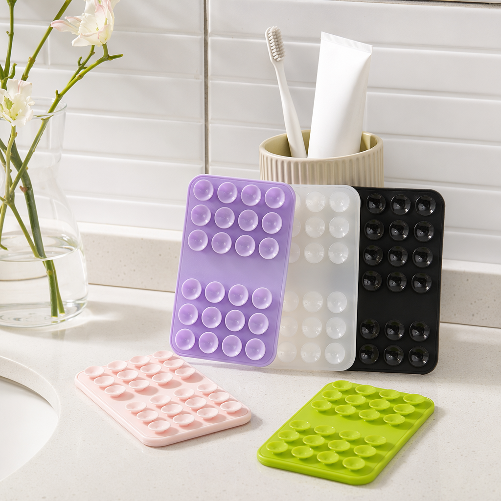 The suction cups are available in six colors: black, white, transparent, green, light pink and purple details Picture