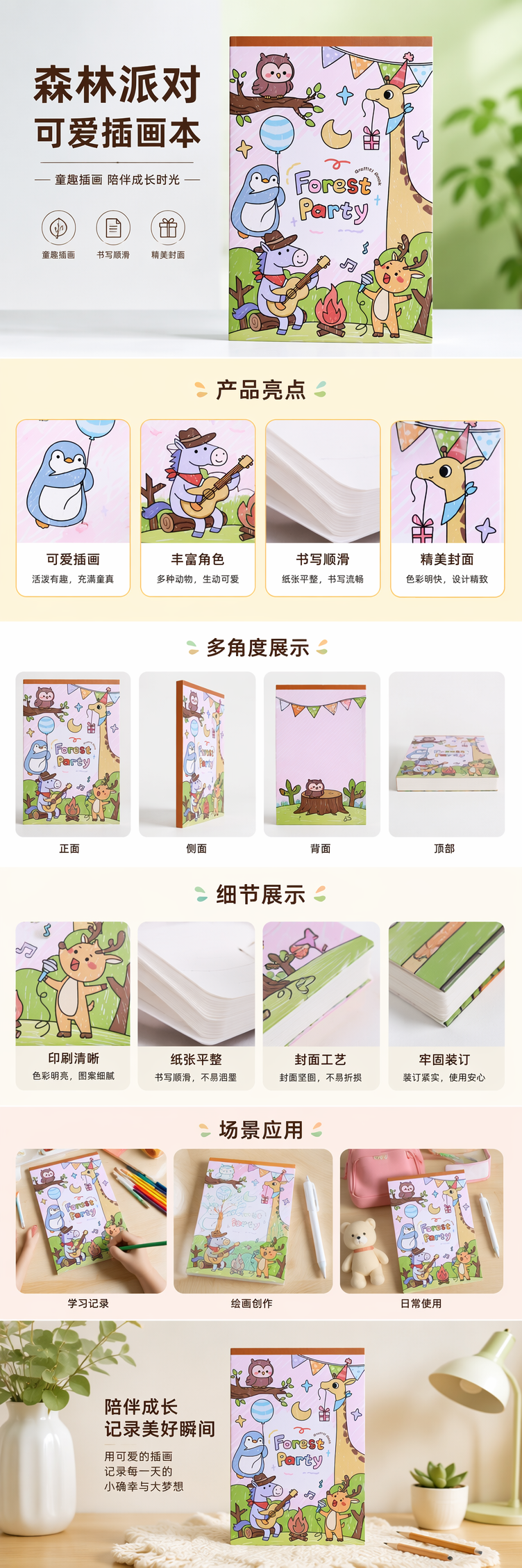 粉色森林派对主题涂鸦本创意儿童绘画本 pic 1