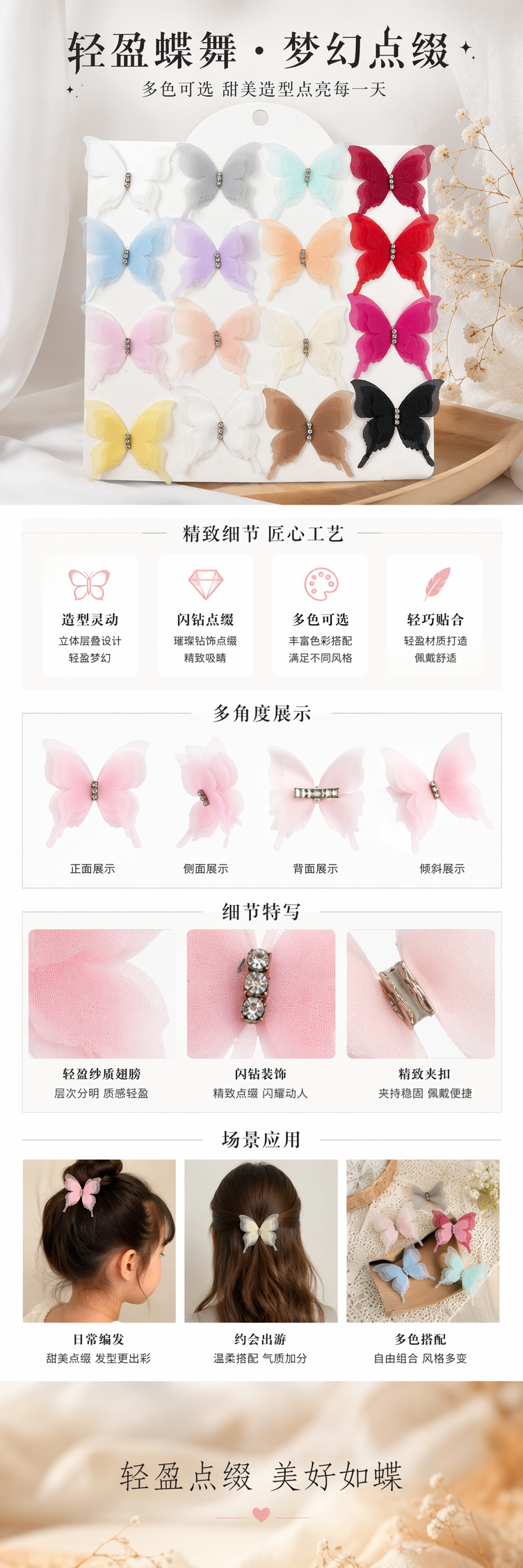 彩色蝴蝶装饰品 客厅卧室墙面摆件创意家居软装挂饰详情1