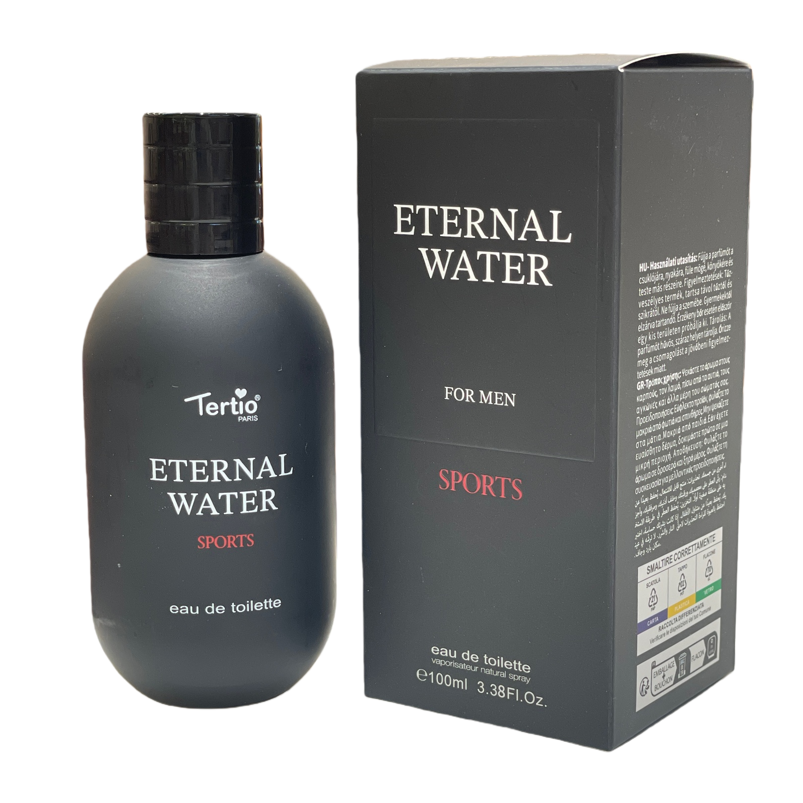 ETERNAL WATER SPORTS Men's Eau de Toilette Black perfume bottle and packaging box Item Picture