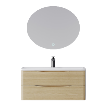 The light wood-colored cabinet with a washbasin and bathroom combination cabinet is a simple and modern household washbasin Item Picture