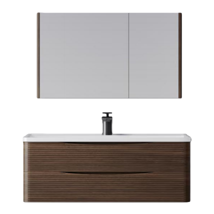 Brown wooden cabinet, white countertop, washbasin, floor-standing bathroom washbasin Item Picture