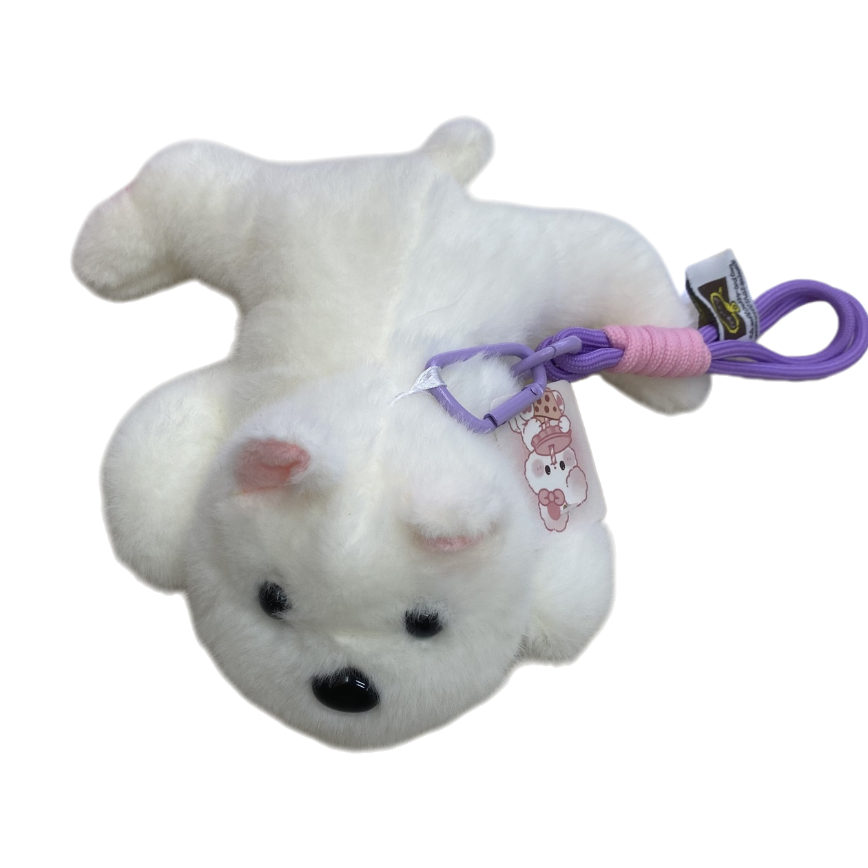 White plush puppy pendant, short fleece car keychain bag decoration Item Picture