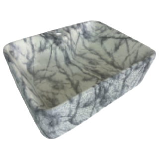A modern and simple bathroom basin with grey and white marble-textured ceramic washbasin under the basin Item Picture