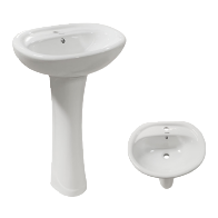 The white column-style washbasin has a smooth glaze and is easy to clean, specially designed for bathrooms Item Picture