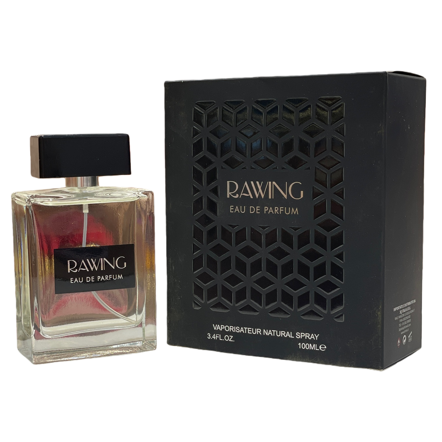 Black packaging box with transparent glass bottle Item Picture