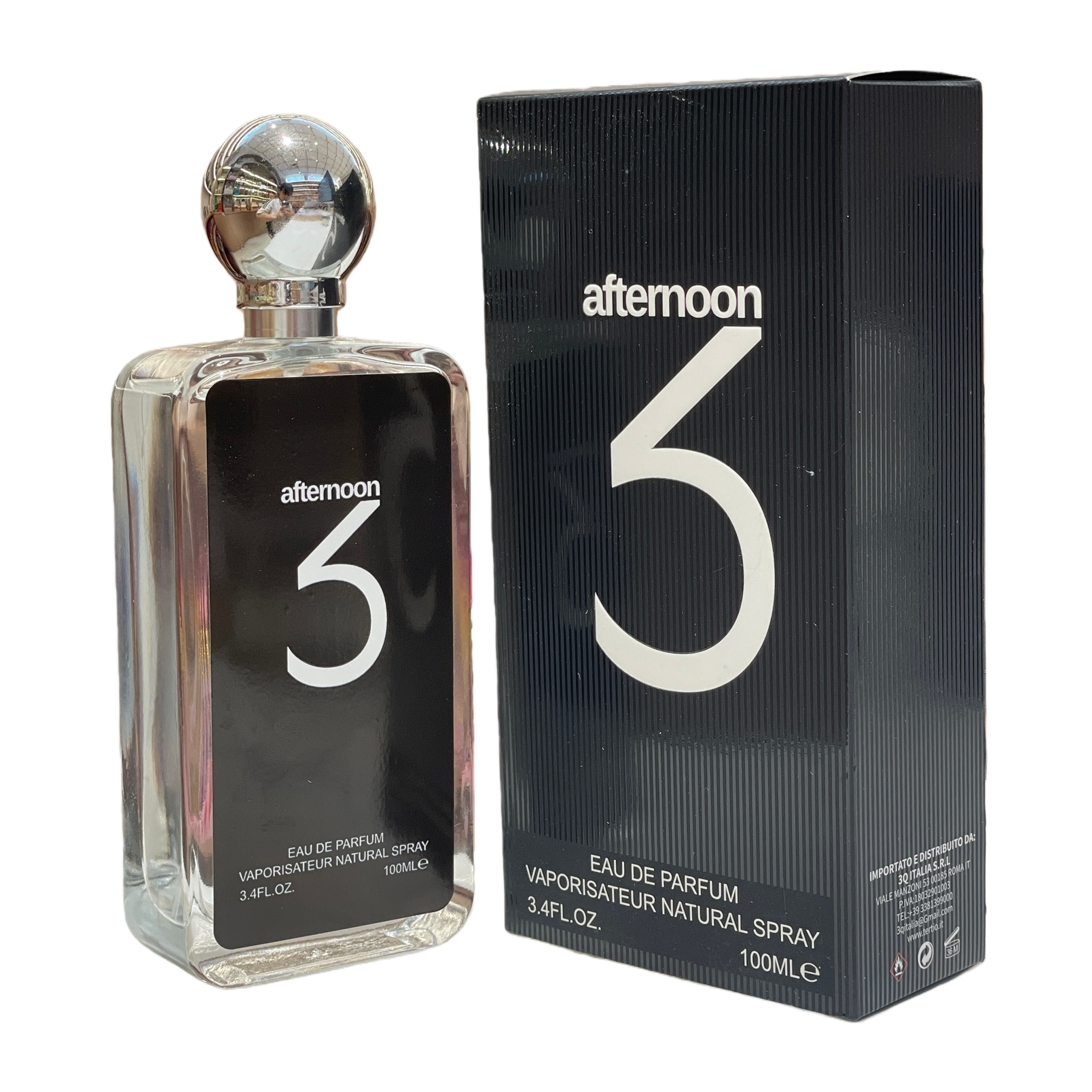 Black packaging box, transparent glass bottle Item Picture