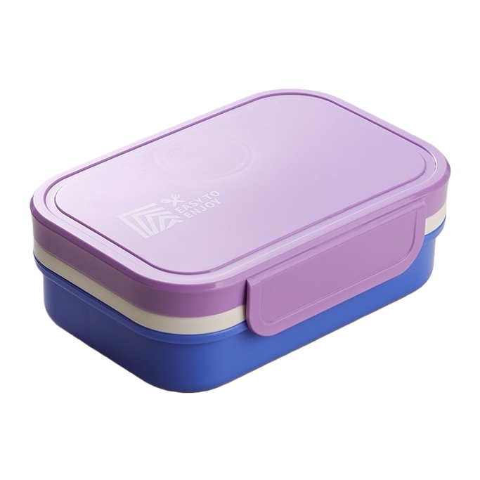 紫色盖子蓝色盒身双层轻食便当盒 Item Picture