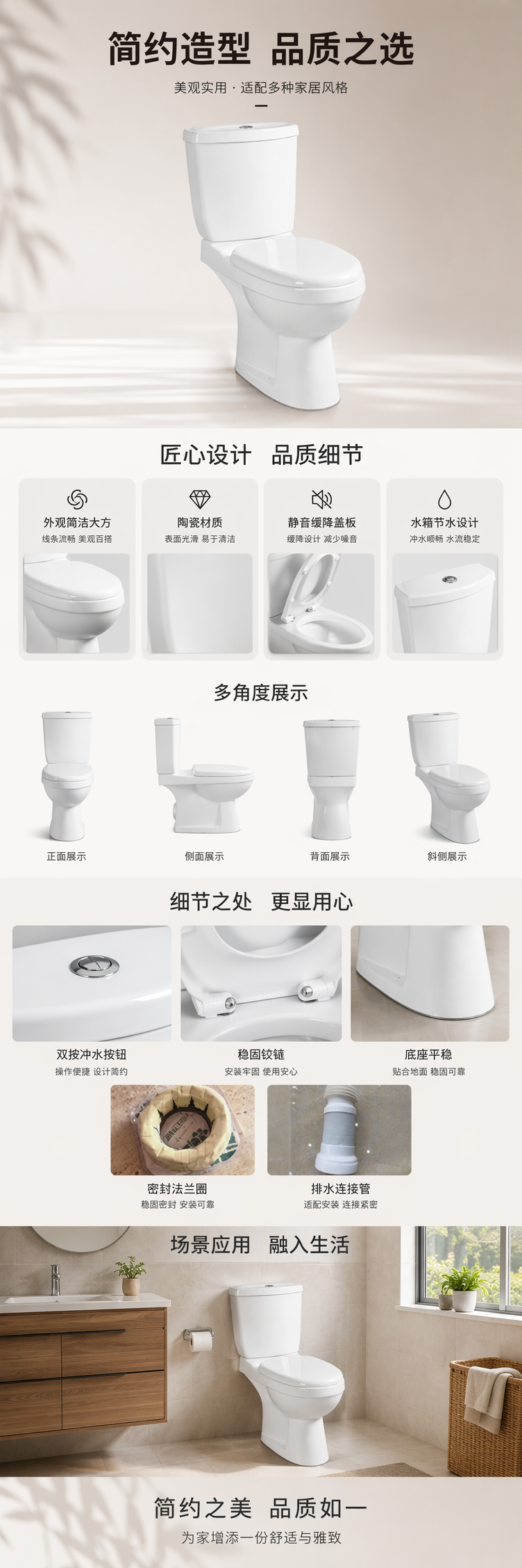 白色马桶陶瓷坐便器家用卫生间节水型智能冲水详情1